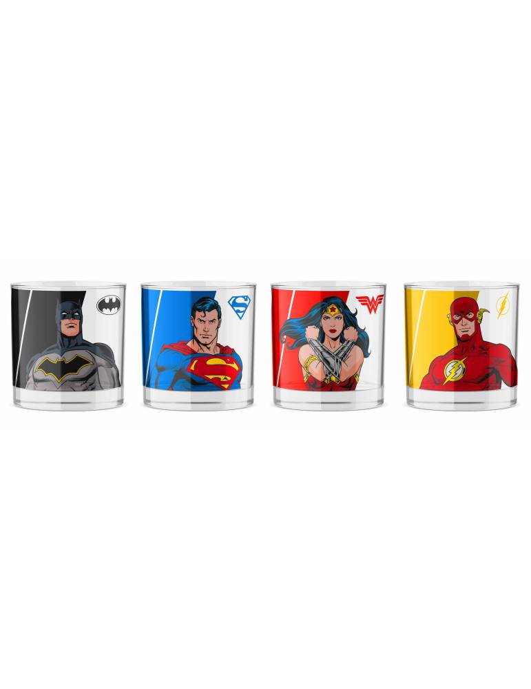 Set 4 Mini Vasos Superheroes Jla Universo Dc