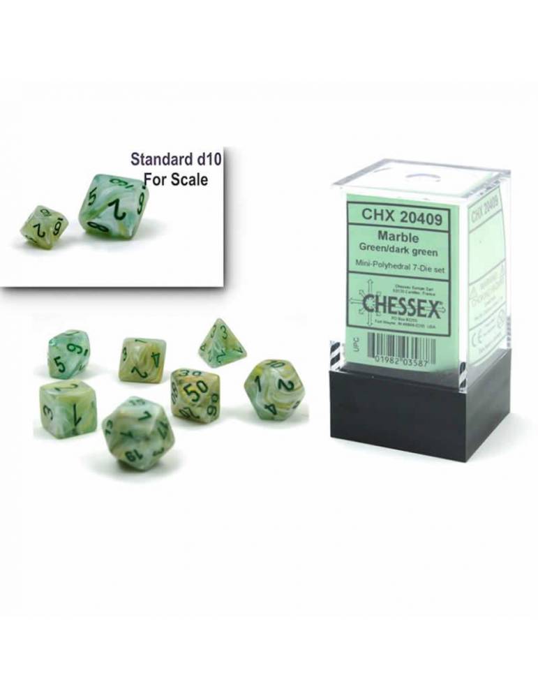 Dice Set Mini Marble Green/Dark Green(7)