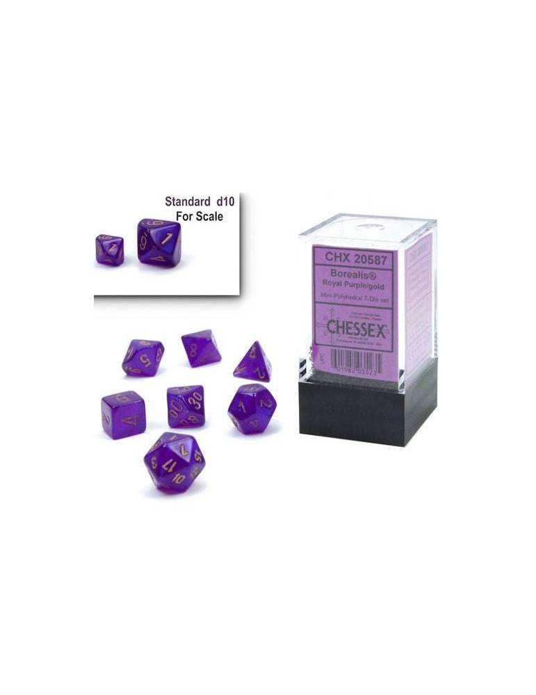 Dice Set Mini Borealis Purple/Gold (7)