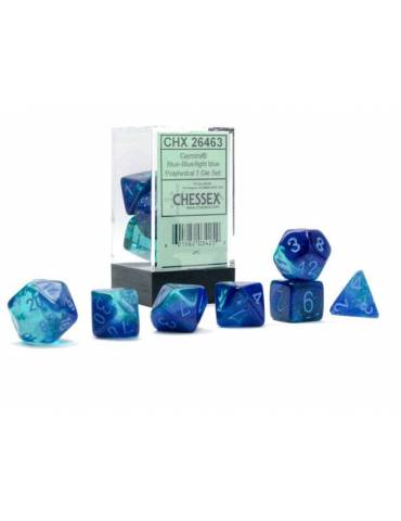 Set de dados Chessex Gemini Poly Blue/Lightblue Lumi (7)