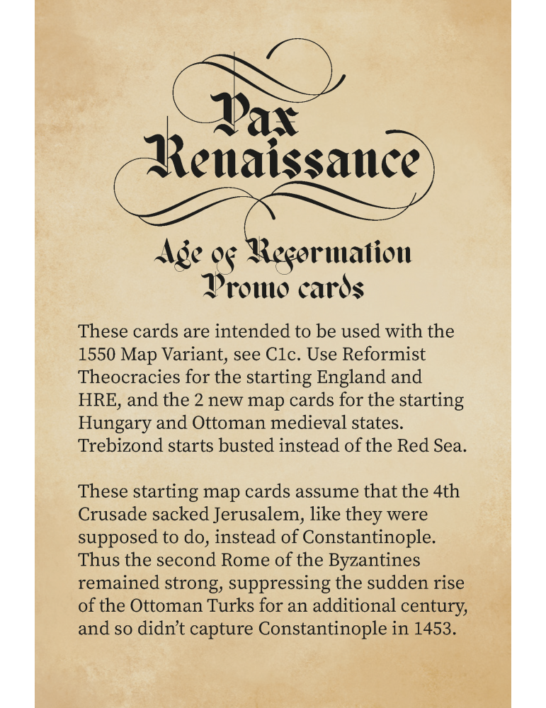 Pax Renaissance: 2nd Edition – Age of Reformation Promo Cards