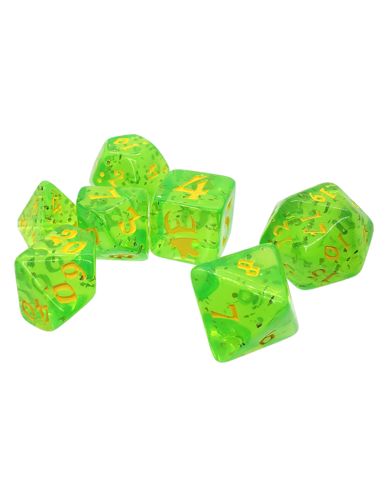 Dice Set Muchkin Green/Yellow Polyhedral