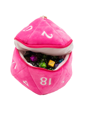 D20 Plush Dice Bag Pink