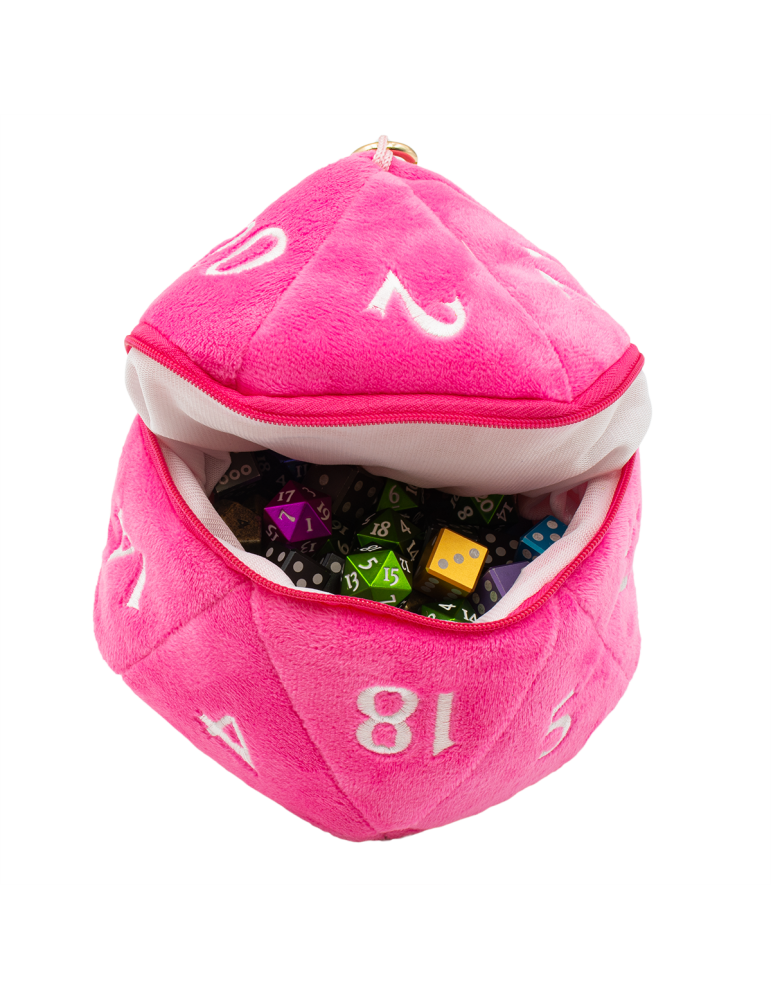 D20 Plush Dice Bag Pink