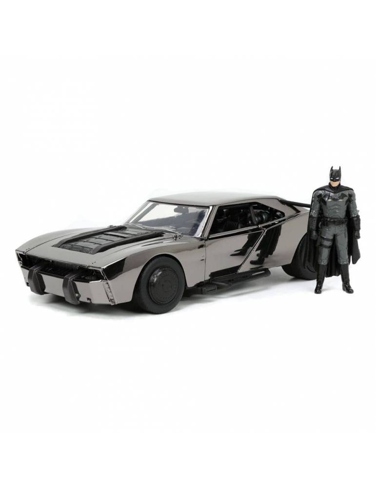 Figura Batman 2022 Vehículo 1/24 Hollywood Rides 2022 Batmobil Black Chrome Convention Exclusive con Figura
