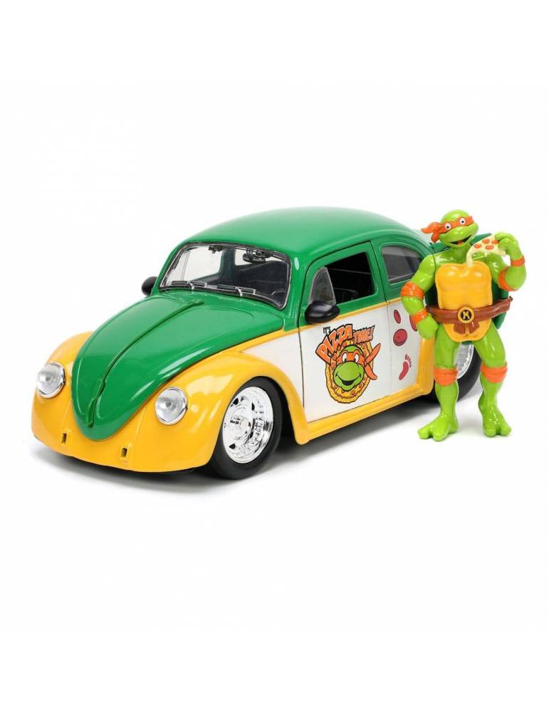 Figura Teenage Mutant Ninja Turtles Vehículo 1/24 Hollywood Rides VW Drag Beetle con Michelangelo Figura