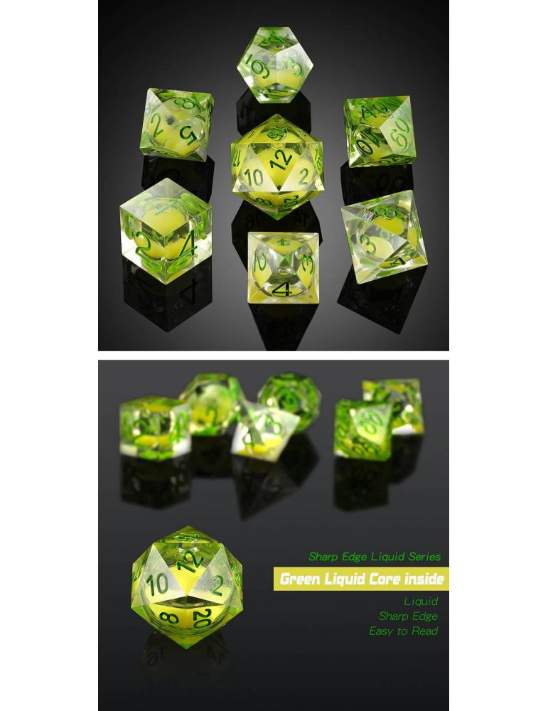 Liquid Core Dice Set (7) Green Lava