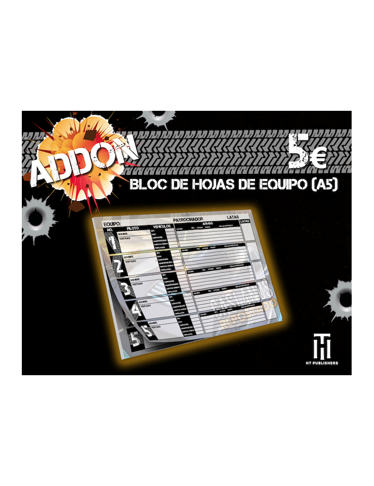 Gaslands: Bloc de hojas de equipo