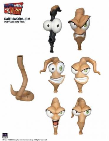 Earthworm Jim Accesorios Wave 1: Worm Body & Jim Heads Accessory Pack