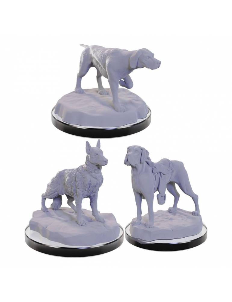 WizKids Deep Cuts Miniatures Pack de 3 Miniaturas sin pintar Dog Companions