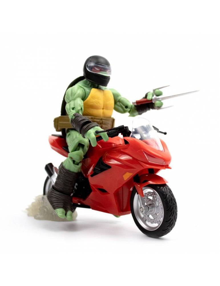 Figura Tortugas Ninja con Vehículo BST AXN Raphael con Moto (IDW Comics) 13 cm