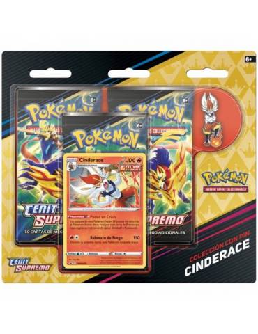 Pokémon JCC: Colección con Pin de Cénit Supremo: Cinderace (Castellano)