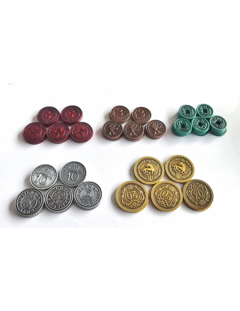 80 monedas metálicas para Scythe y Expediciones
