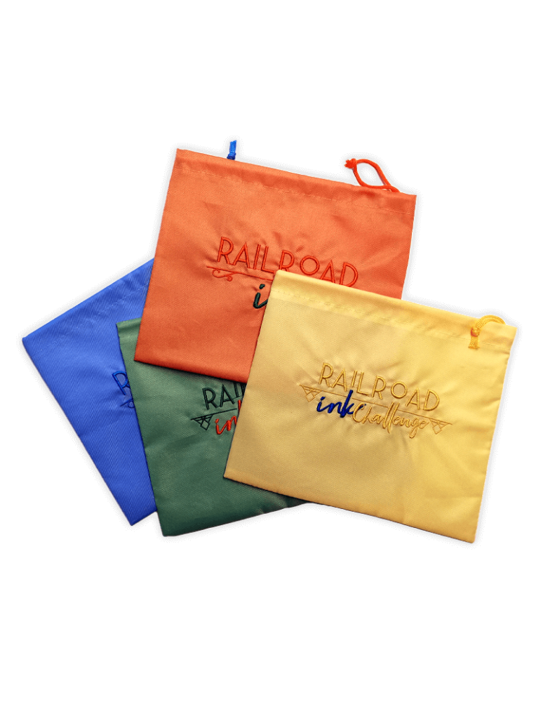 Railroad Ink Challenge Embroidered Cloth Bags Pack (4)