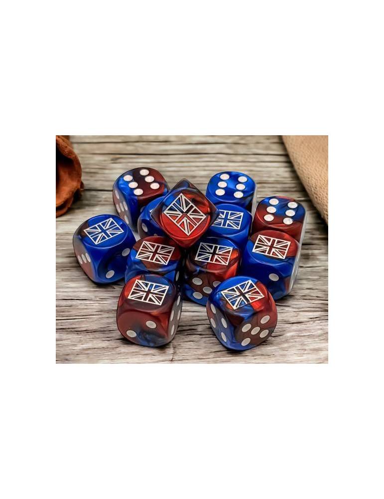 Set de dados Chessex D6 16mm WWII Dice United Kingdom Gemini Blue-Red/White (12)