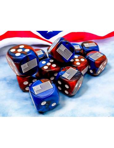 Set de dados Chessex D6 16mm WWII Dice United States Gemini Blue-Red/White (12)