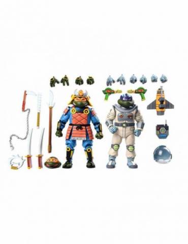 Pack de 2 figuras Tortugas Ninja (Cartoon) Space Adventure & Samurai Turtles 18 cm