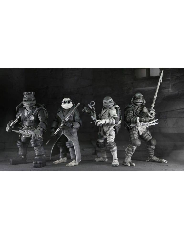 Pack figuras Universal Monsters x Teenage Mutant Ninja Turtles pack de 4 Turtles Black & White 18 cm