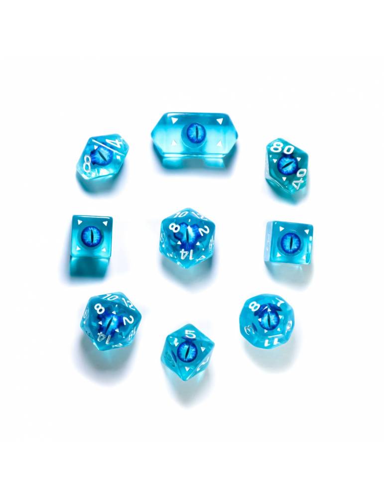 Set de dados Spidermind Games: Dragon Eye Dice Legendary Cut Round Edge - Blue