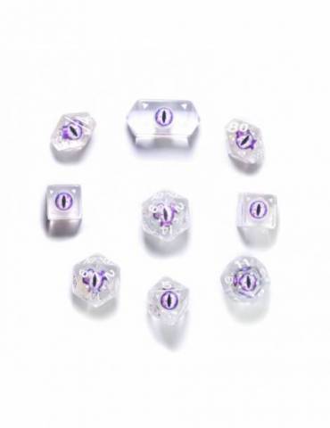 Set de dados Spidermind Games: Dragon Eye Dice Legendary Cut Round Edge - White