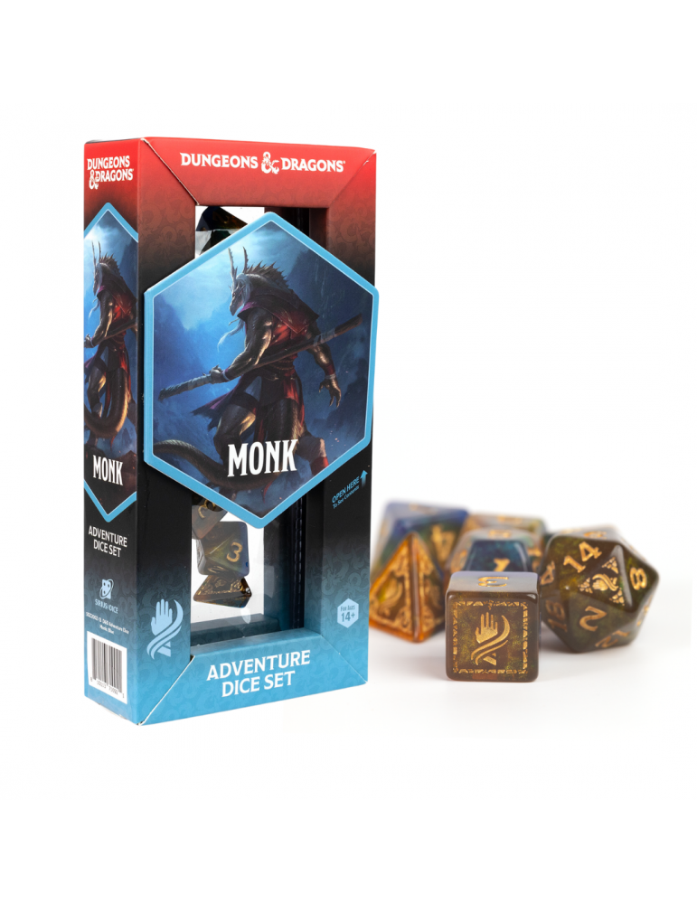 D&D Adventure Dice Monk Blue/Gold (12)