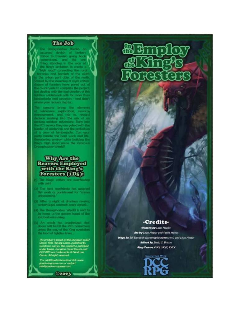 In The Employ of the Kings Foresters: Cover Story & GM Screen