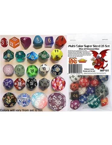 DCC Multi-Color Dice of Unusual Size Super Sized Set (25)