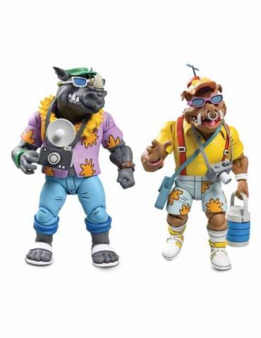 Pack de 2 figuras Tortugas Ninja (Cartoon 1980) Vacation Bebop and Rocksteady 18 cm