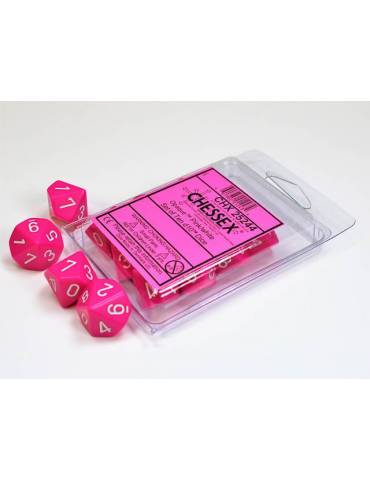 Opaque Pink/white Set of 10 d10s