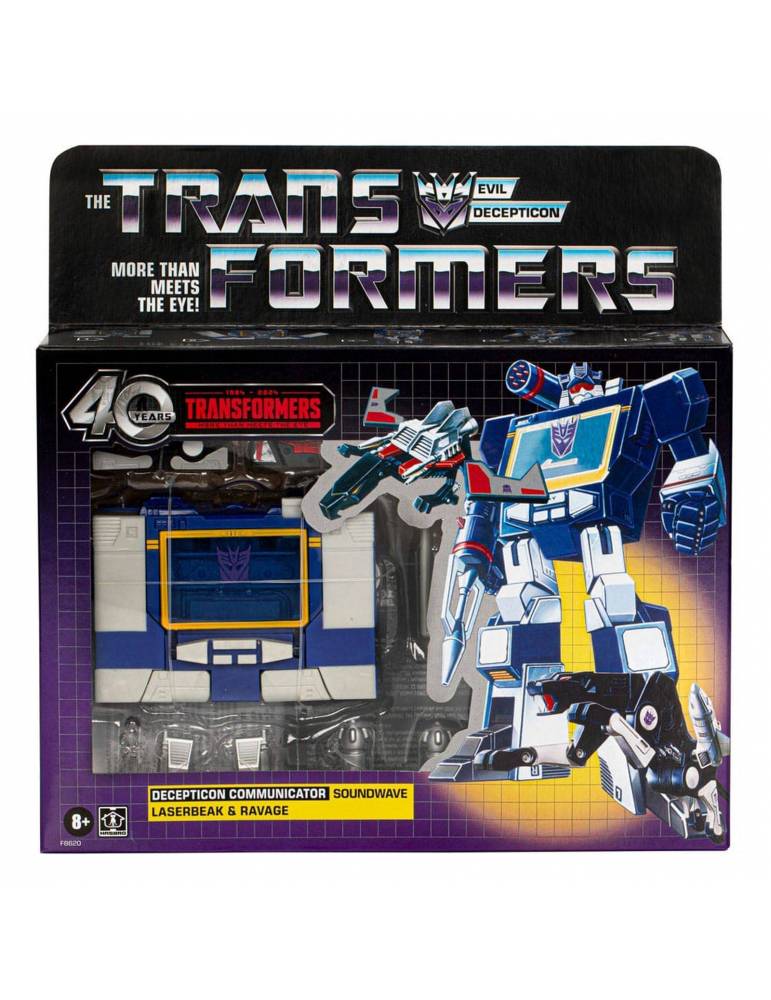 Decepticon Communicator Soundwave & Laserbeak & Ravage Set Fig. G1 Universe Transformers Retro