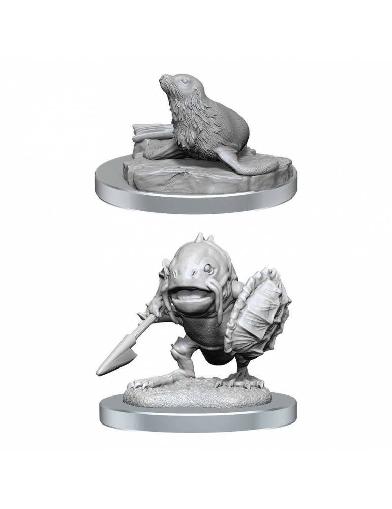 D&D Nolzur's Marvelous Miniatures Pack de 2 Miniaturas sin pintar Locathah & Seal