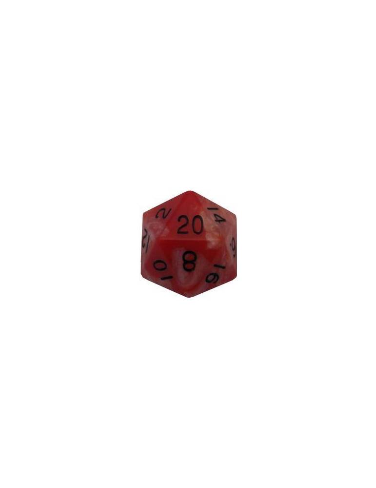Dado de resina de 35 mm MegaAcrylic D20 - Combo Attack Red White with Black Numbers