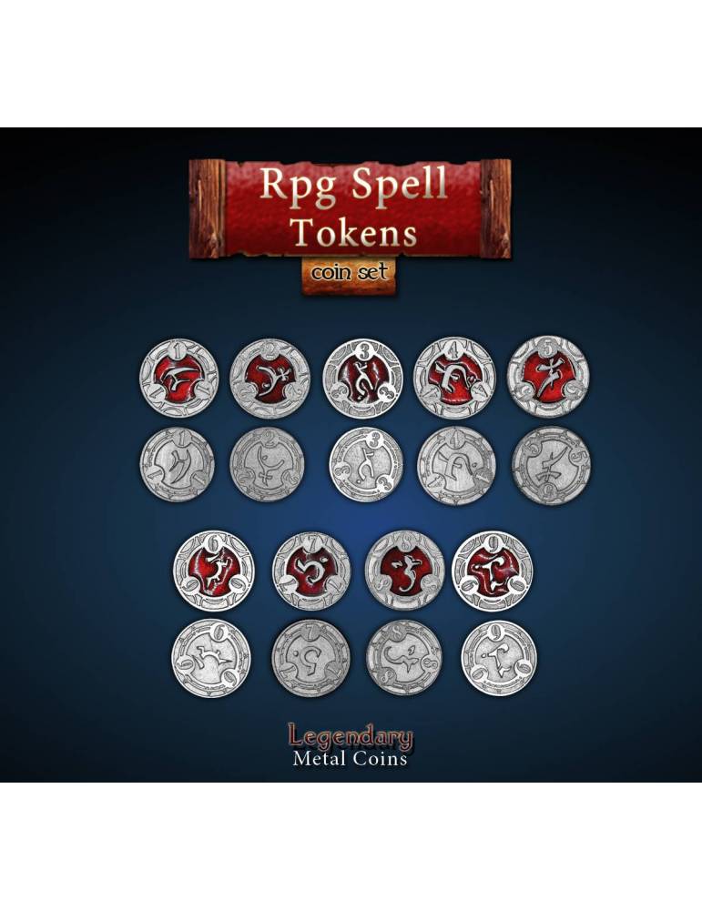 RPG Spell Tokens Red (22 Coins)