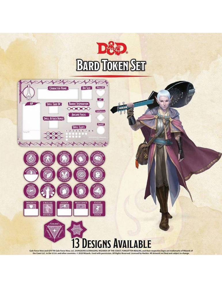 Set de Tokens Dungeons & Dragons: Bard (Player Board & 22 tokens)
