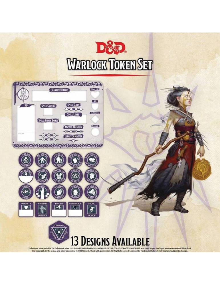 Set de Tokens Dungeons & Dragons: Warlock (Player Board & 22 tokens)