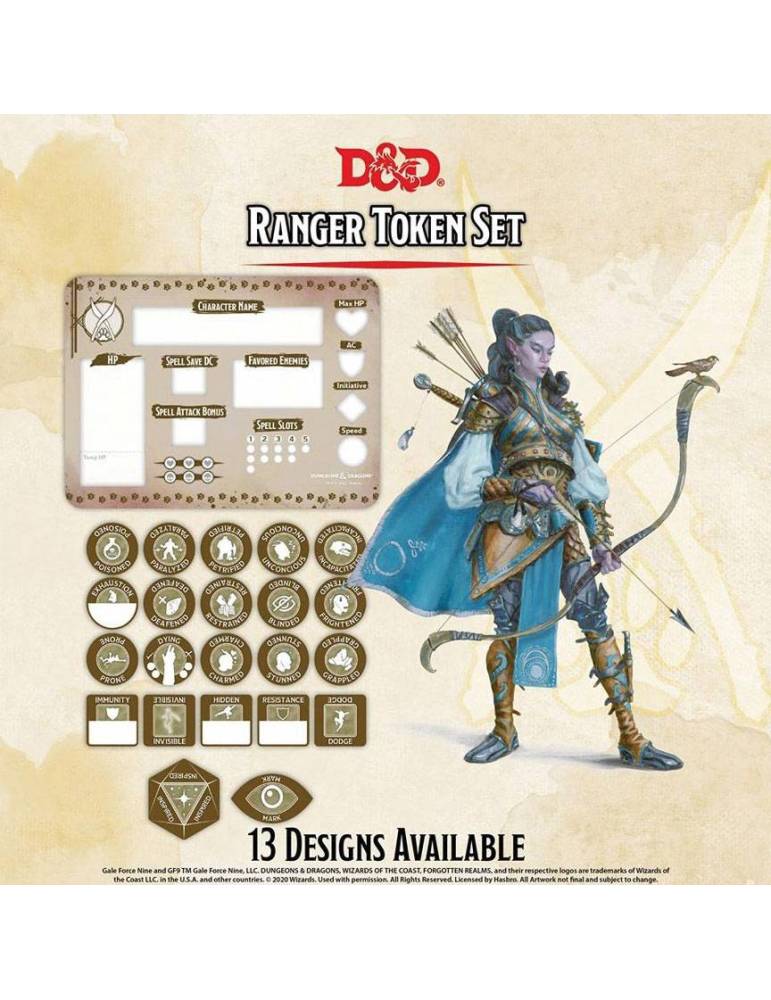 Dungeons & Dragons: Ranger Token Set (Player Board & 22 tokens)