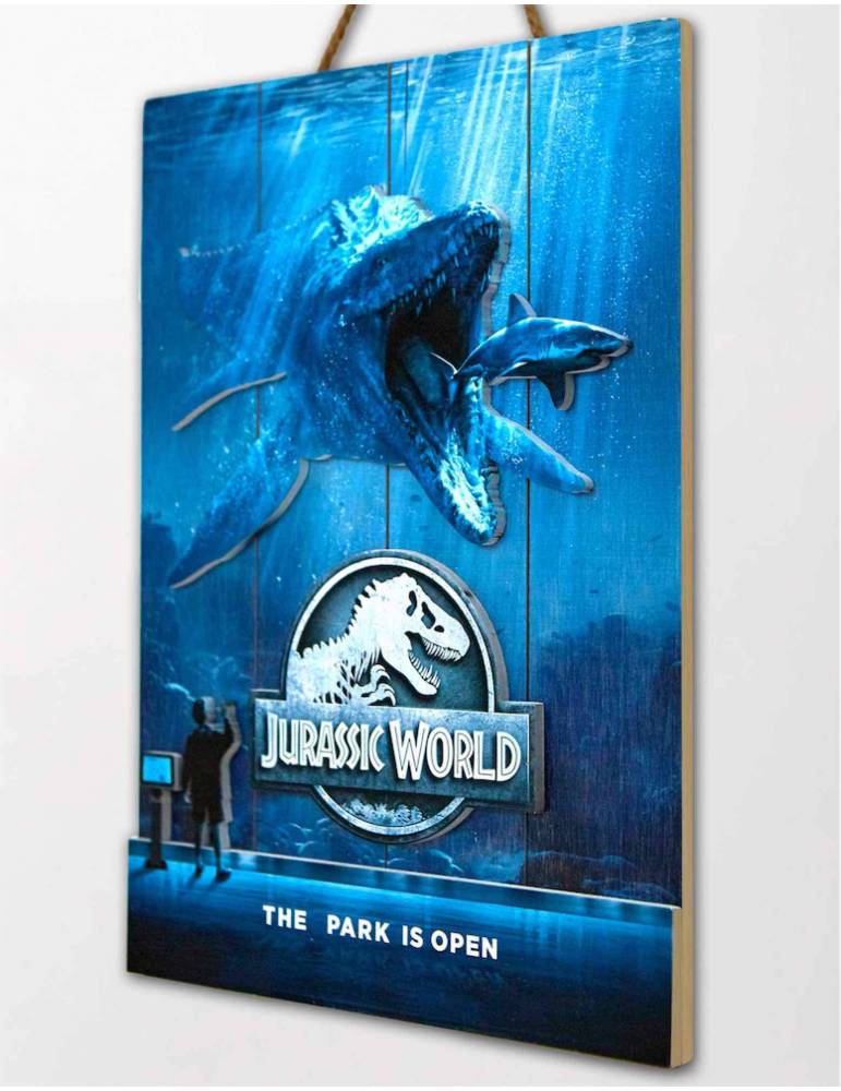 Cartel Madera Woodart 3D Print: Jurassic World Mossasaurus 30 X 40 cm