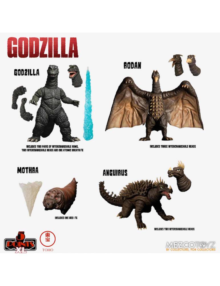 Set de 4 Figuras Godzilla Destroy all Monsters 5 Points Xl Round 1: Godzilla 1968