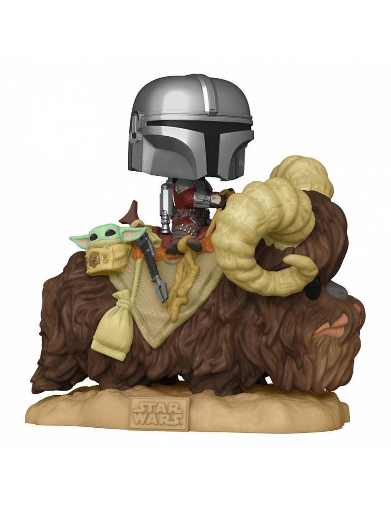 Figura POP Star Wars The Mandalorian Deluxe: The Mandalorian on Wantha with Child in Bag 9 cm