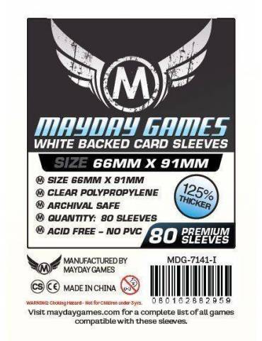 Fundas Mayday Card game Sleeves White Backed 66 x 91 mm (80 unidades)